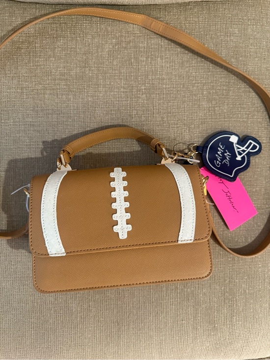 Betsey Johnson Handbags - NWT BETSEY JOHNSON brown football top handle crossbody
